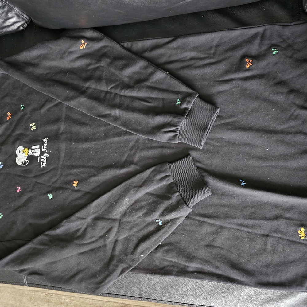 Teddy Fresh Black Sweatshirt with Colorful Embroidery